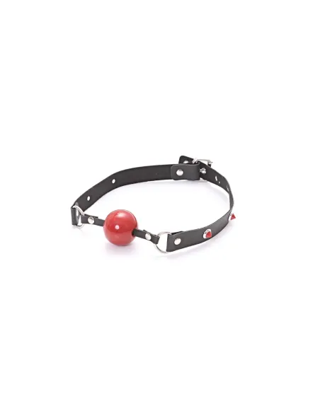 Mordaza bola roja eco cuero y tachas rojas | Infarta fetish | Mordazas