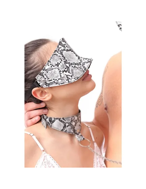 Antifaz luxury ciego reforzado snake blanco y negro | Infarta fetish | Máscaras y antifaces