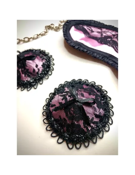 Sutiles pezoneras de raso y puntillas en rosa | Infarta fetish | Descuentos y promociones