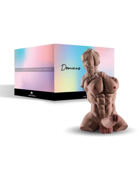 Dominus – torso musculoso más vendido con pene realista y ano + balita de regalo – marrón claro | Infarta toys | Torsos
