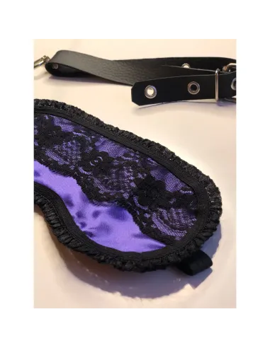Antifaz y pezoneras de raso y puntilla color violeta -infarta sens- | Infarta fetish | Baby dolls