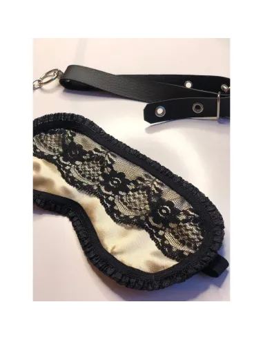 Antifaz y pezoneras de raso y puntilla color champagne -infarta sens- | Infarta fetish | Baby dolls