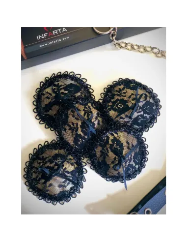 Antifaz y pezoneras de raso y puntilla color champagne -infarta sens- | Infarta fetish | Baby dolls