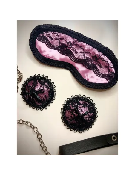 Antifaz de raso y puntillas en rosa | Infarta fetish | Descuentos y promociones