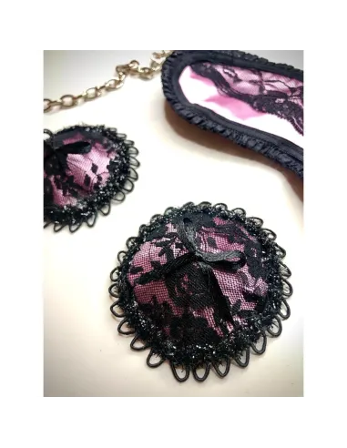 Antifaz de raso y puntillas en rosa | Infarta fetish | Descuentos y promociones