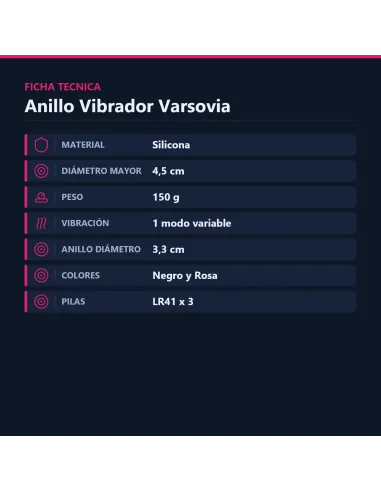 Anillo vibrador varsovia color surtido | Infarta toys | Anillos