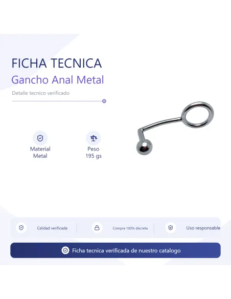 Gancho anal metal con aro 195gs bulk | Infarta toys | Dildos