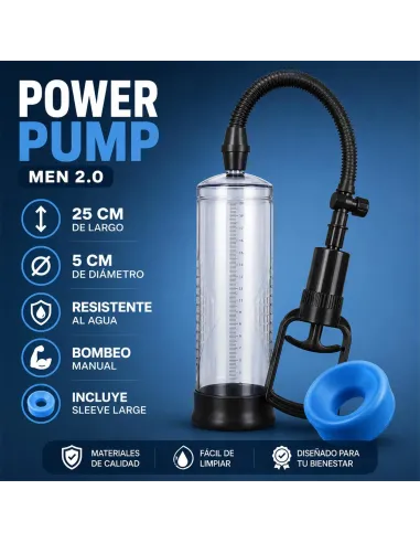 Bomba erectora powerpump men 2.0 piston 25x7cm | Infarta toys | Erectores