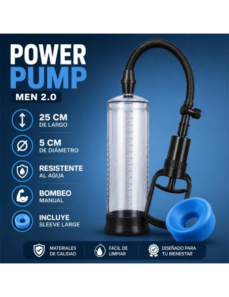Bomba erectora powerpump men 2.0 piston 25x7cm | Infarta toys | Erectores