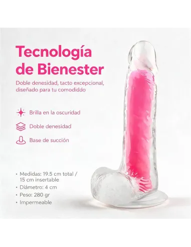 Dildo neonflux pink - brilla en la oscuridad | Infarta toys | Dildos macizos