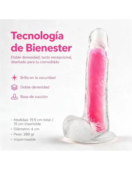 Dildo neonflux pink - brilla en la oscuridad | Infarta toys | Dildos macizos