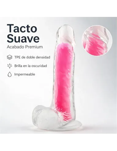 Dildo neonflux pink - brilla en la oscuridad | Infarta toys | Dildos macizos