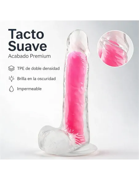 Dildo neonflux pink - brilla en la oscuridad | Infarta toys | Dildos macizos