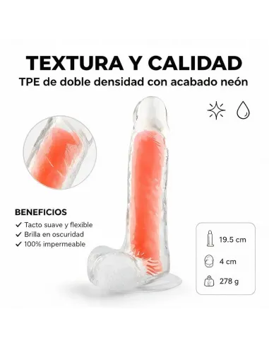 Dildo neonflux orange - brilla en la oscuridad | Infarta toys | Dildos macizos