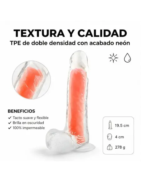 Dildo neonflux orange - brilla en la oscuridad | Infarta toys | Dildos macizos