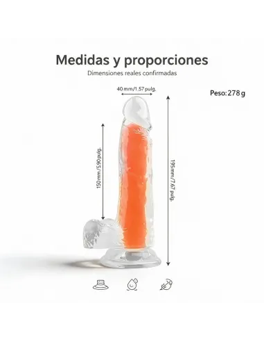 Dildo neonflux orange - brilla en la oscuridad | Infarta toys | Dildos macizos