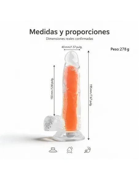 Dildo neonflux orange - brilla en la oscuridad | Infarta toys | Dildos macizos