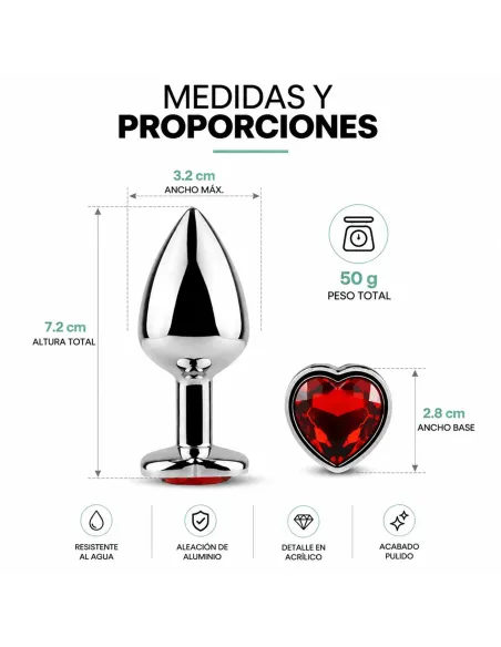 Anal plug heart love metal small red | Infarta toys | Plugs