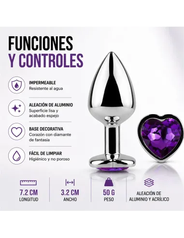 Anal plug heart love metal small purple | Infarta toys | Plugs