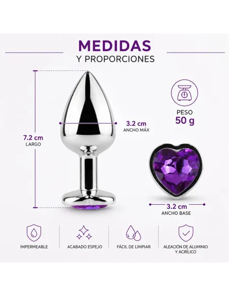 Anal plug heart love metal small purple | Infarta toys | Plugs