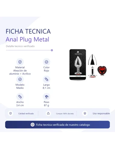 Anal plug heart love metal medium red | Infarta toys | Plugs