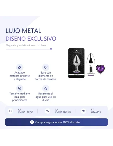 Anal plug heart love metal medium purple | Infarta toys | Plugs