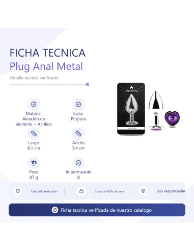 Anal plug heart love metal medium purple | Infarta toys | Plugs