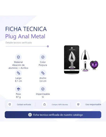 Anal plug heart love metal medium purple | Infarta toys | Plugs