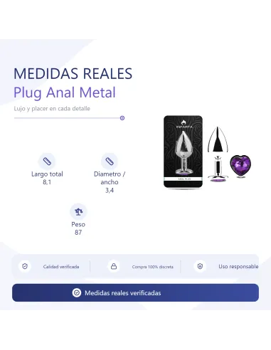 Anal plug heart love metal medium purple | Infarta toys | Plugs