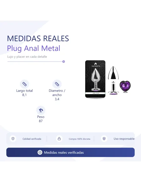 Anal plug heart love metal medium purple | Infarta toys | Plugs