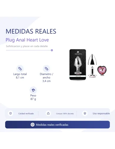Anal plug heart love metal medium pink | Infarta toys | Plugs