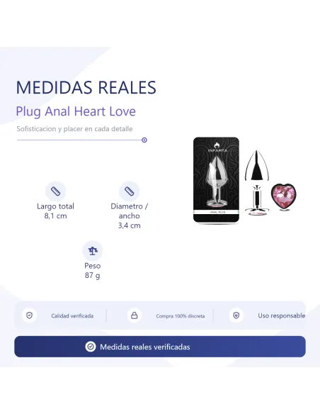 Anal plug heart love metal medium pink | Infarta toys | Plugs