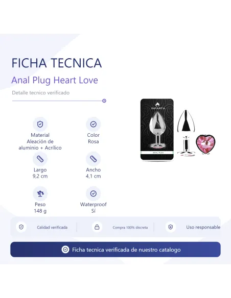 Anal plug heart love metal large pink | Infarta toys | Plugs