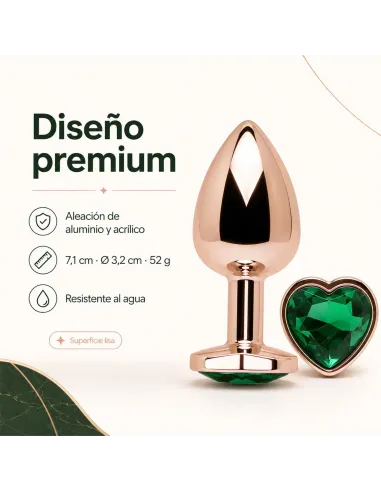 Anal plug heart love rose metal small dark green | Infarta toys | Plugs
