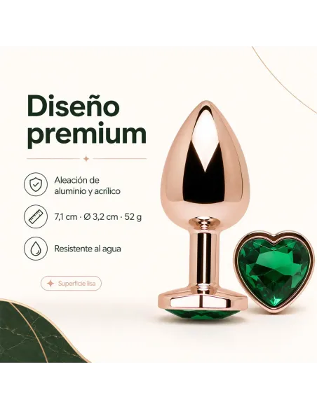 Anal plug heart love rose metal small dark green | Infarta toys | Plugs