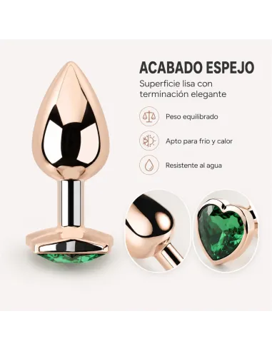 Anal plug heart love rose metal small dark green | Infarta toys | Plugs