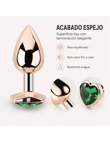 Anal plug heart love rose metal small dark green | Infarta toys | Plugs