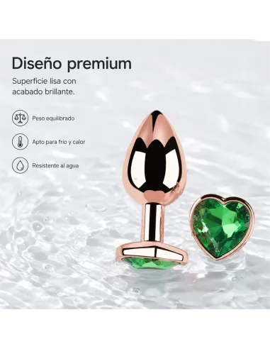 Anal plug heart love rose metal small dark green | Infarta toys | Plugs
