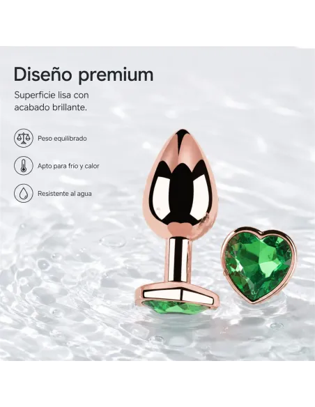 Anal plug heart love rose metal small dark green | Infarta toys | Plugs