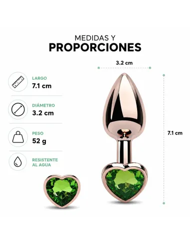 Anal plug heart love rose metal small dark green | Infarta toys | Plugs