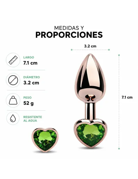 Anal plug heart love rose metal small dark green | Infarta toys | Plugs