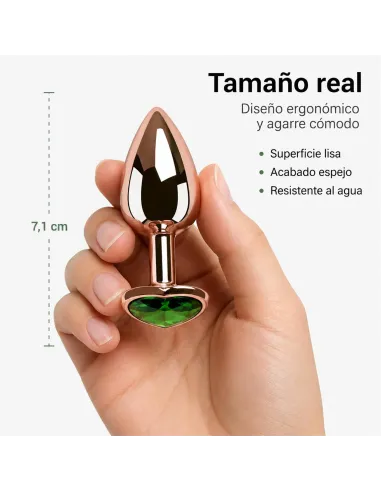 Anal plug heart love rose metal small dark green | Infarta toys | Plugs