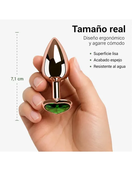 Anal plug heart love rose metal small dark green | Infarta toys | Plugs