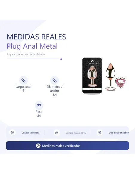 Anal plug heart love rose metal medium rosy | Infarta toys | Plugs