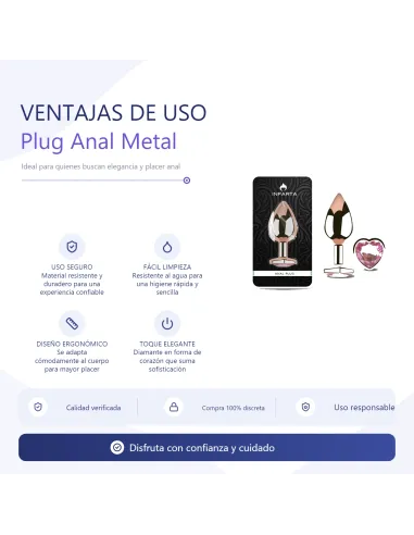 Anal plug heart love rose metal medium rosy | Infarta toys | Plugs