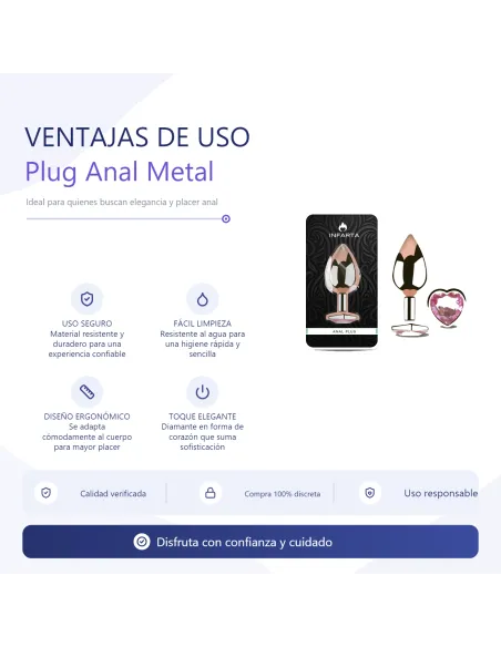 Anal plug heart love rose metal medium rosy | Infarta toys | Plugs
