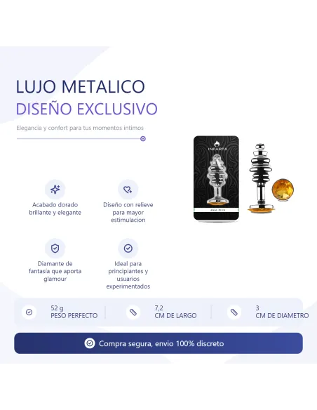 Anal plug luna metal small golden | Infarta toys | Plugs