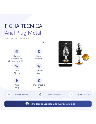 Anal plug luna metal small golden | Infarta toys | Plugs