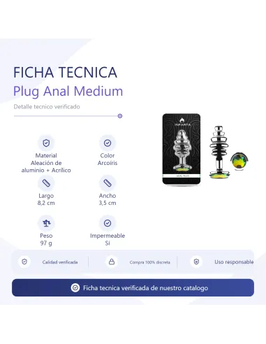 Anal plug luna metal medium rainbow | Infarta toys | Plugs