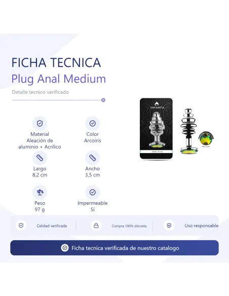 Anal plug luna metal medium rainbow | Infarta toys | Plugs